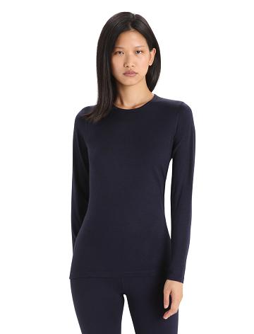 Base Layers Icebreaker Merino 200 Oasis Long Sleeve Crewe Thermal Top Femme Bleu Marine | FR 1929WNBY